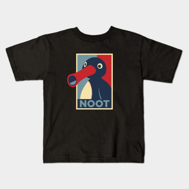 Pingu noot Obama hope style Kids T-Shirt by VinagreShop